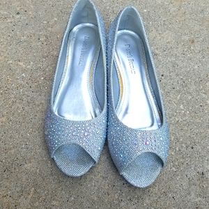 David's Bridal Slip On Heels Rhinestone